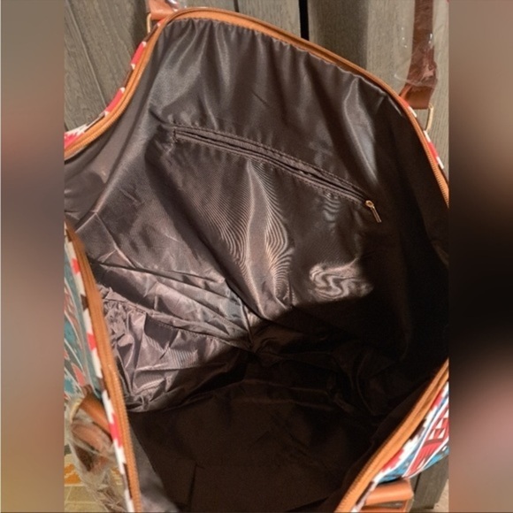 Boho Aztec Vegan Leather Weekender Bag - Picture 6 of 10